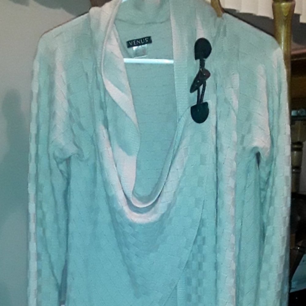 One-button waffle-knit Waterfall Cardigan